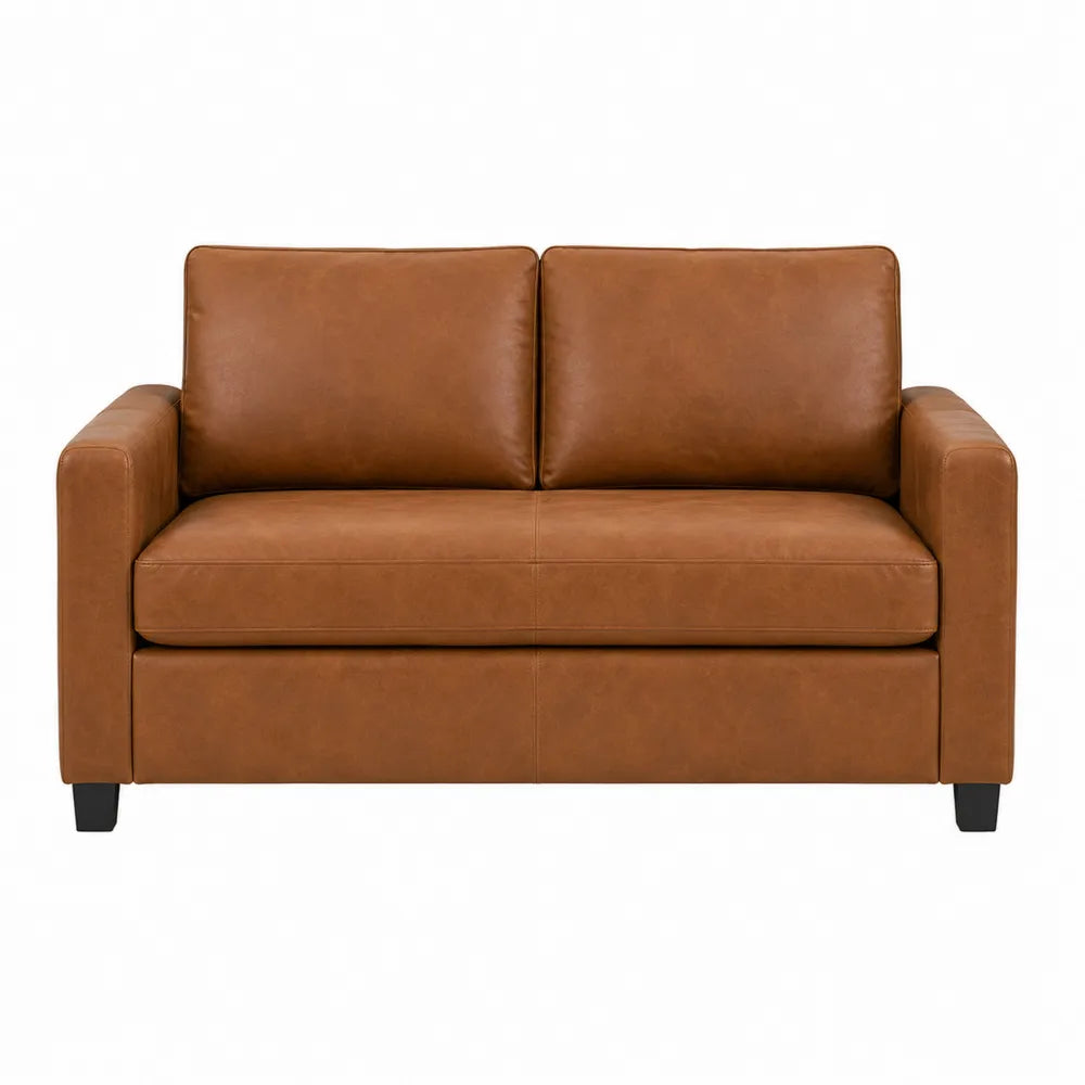 Divano a due posti in similpelle PU marrone struttura in legno massello dimensioni 150x85x90 cm stile moderno