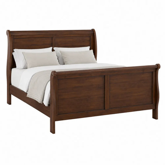 Letto matrimoniale 160 x 200 cm in legno massello di pino marrone scuro con testiera e pediera a slitta 210 x 170 x 110 cm
